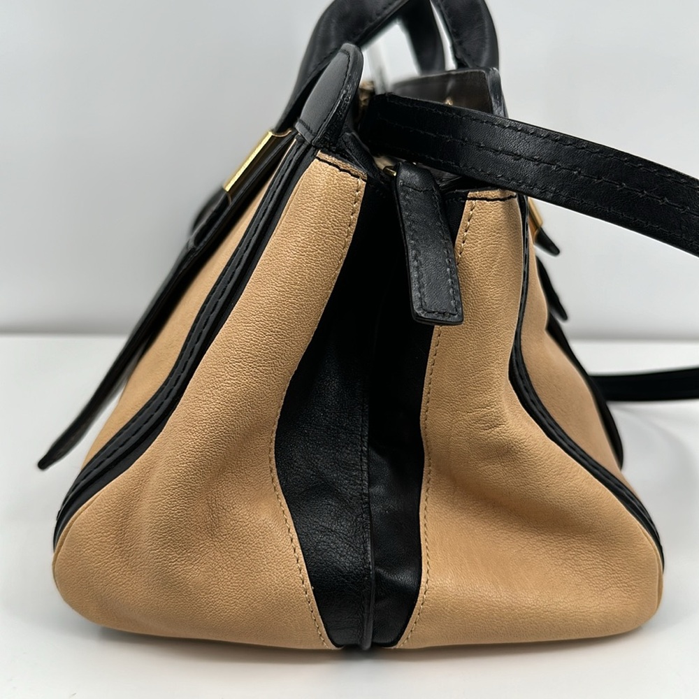 Authenticated Chloe 2 Way Alice Large Handbag - Tan/Black - Picture 6 of 16